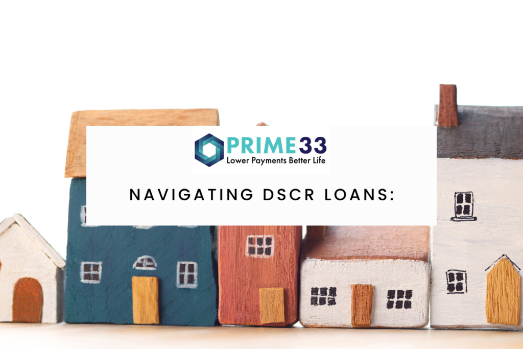 A row of houses symbolizing business expansion with DSCR loans. Each house represents a step towards financial growth and success